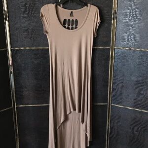 Women’s Taupe High-Low Short Sleeve Dress